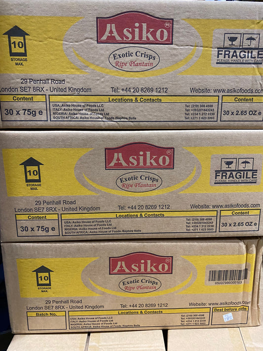 Asiko Exotic Ripe Plantain Chips ( 30pack in a Box )